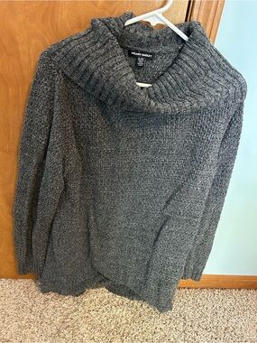 Hilary Radley Ribbed Cowl Neck Sweater in Charcoal